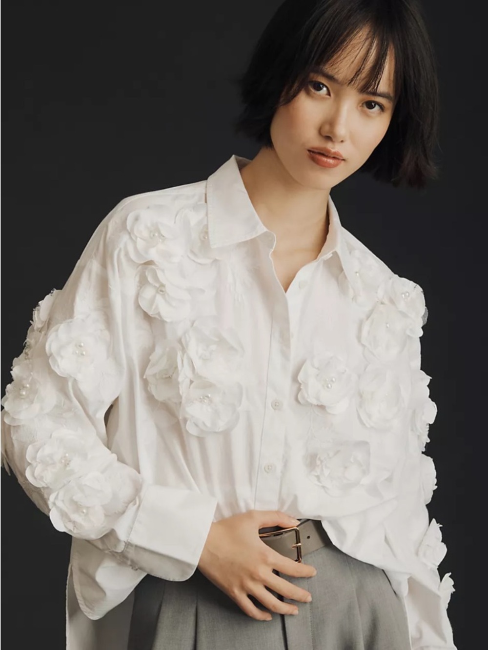 Bennet Buttondown Shirt by Maeve: Floral Appliqué Edition